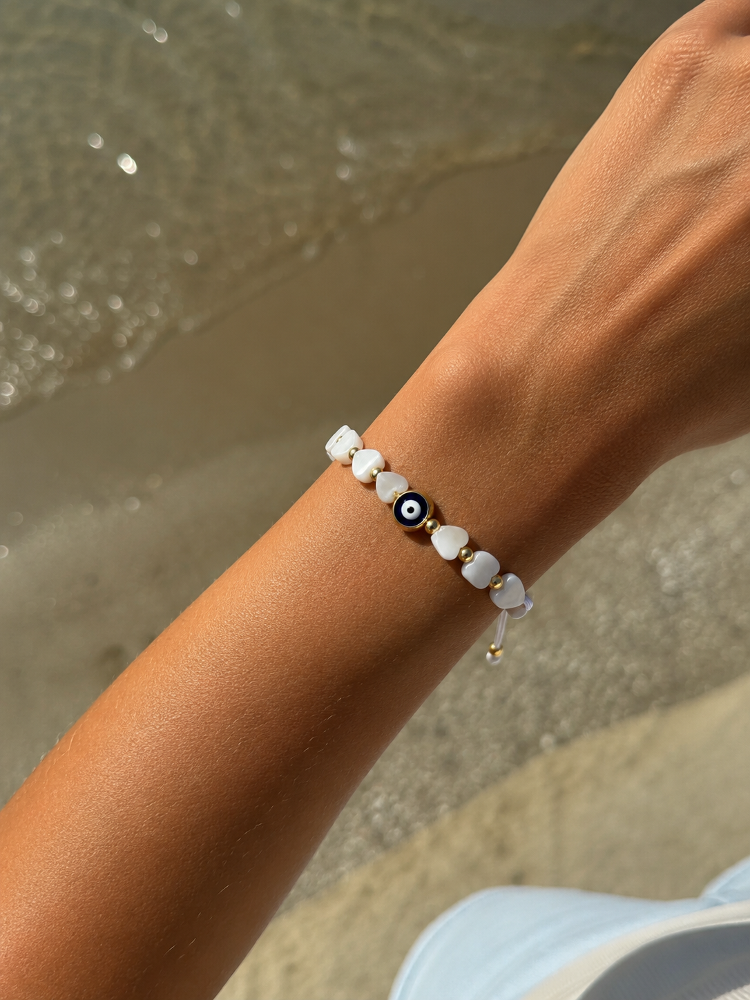 Bracelet Cordon Cœur & Œil Protecteur
