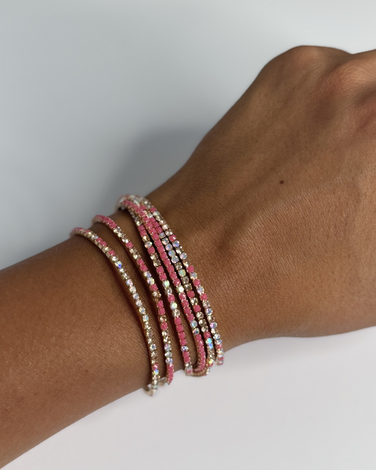 Lot de 6 bracelets Monaco Rose