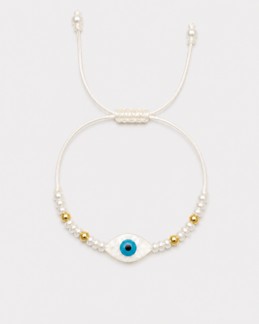 Bracelet Nazar Perlé Blanc & doré