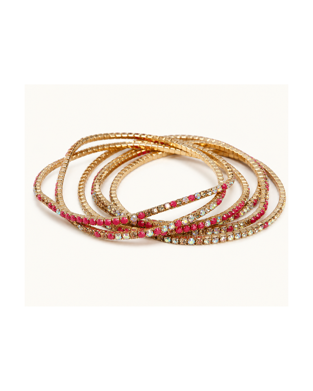Lot de 6 bracelets Monaco Rose