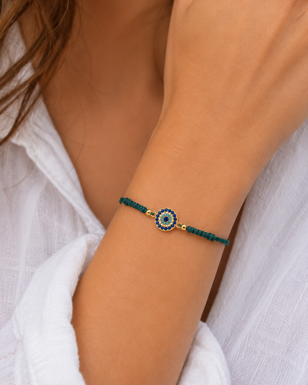 Bracelet Œil Protecteur Vert Émeraude