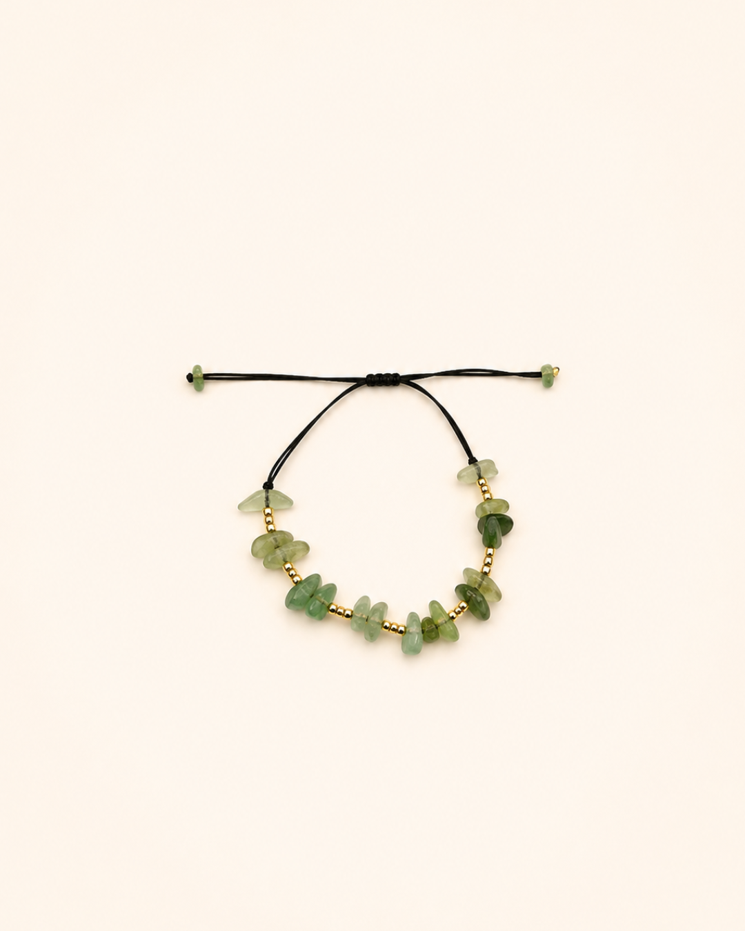 Bracelet Aventurine Verte et  Perles Dorées