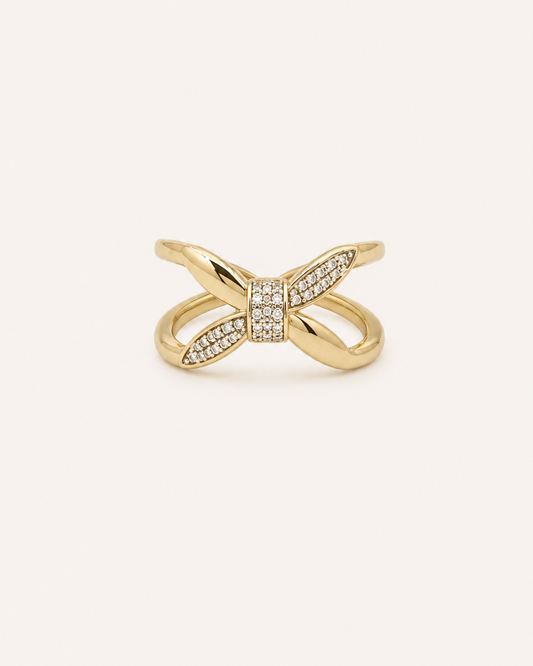Bague Croisée Éclat Doré