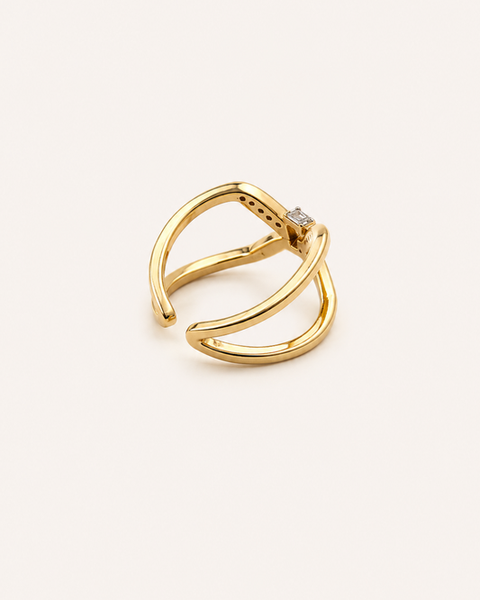 Bague Monaco Croisée Éclat Doré
