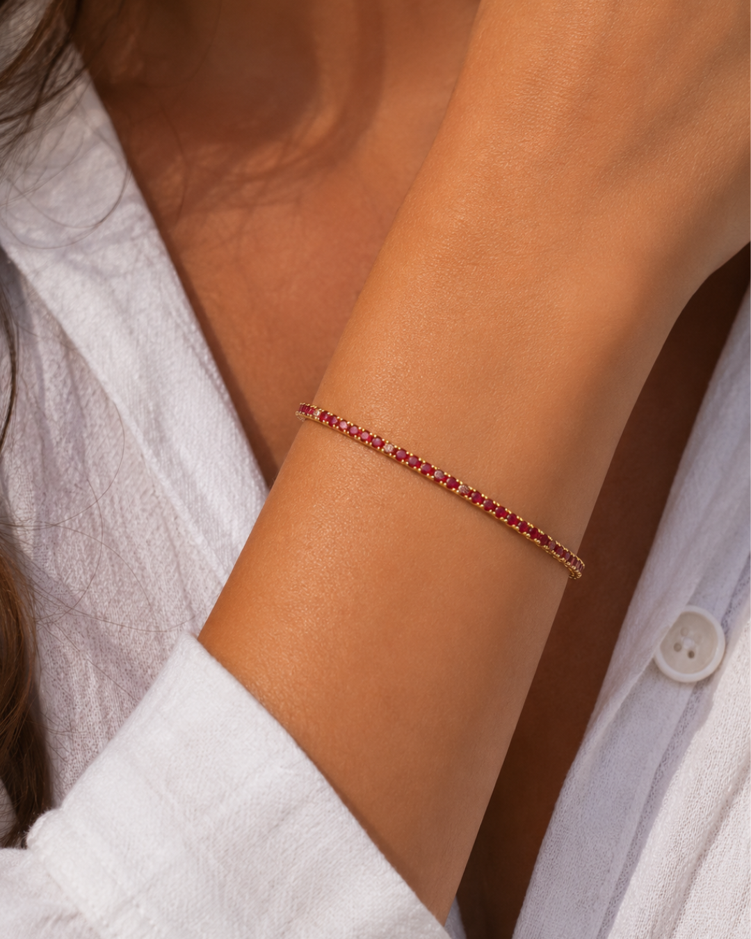 Bracelet Fin Élastique Rouge Rubis